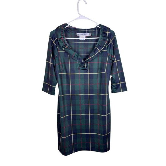 Gretchen Scott Plaidly Cooper Plaid Ruffle Neck Dress  - Women’s Small  $219 - Picture 2 of 9